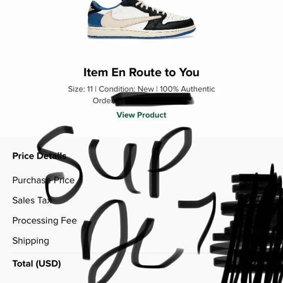 Travis Scott x Fragment Jordan 1 low size 11 100% authentic - Picture 16 of 16